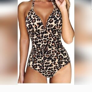 Leopard Print Womens One Piece Swimsuit